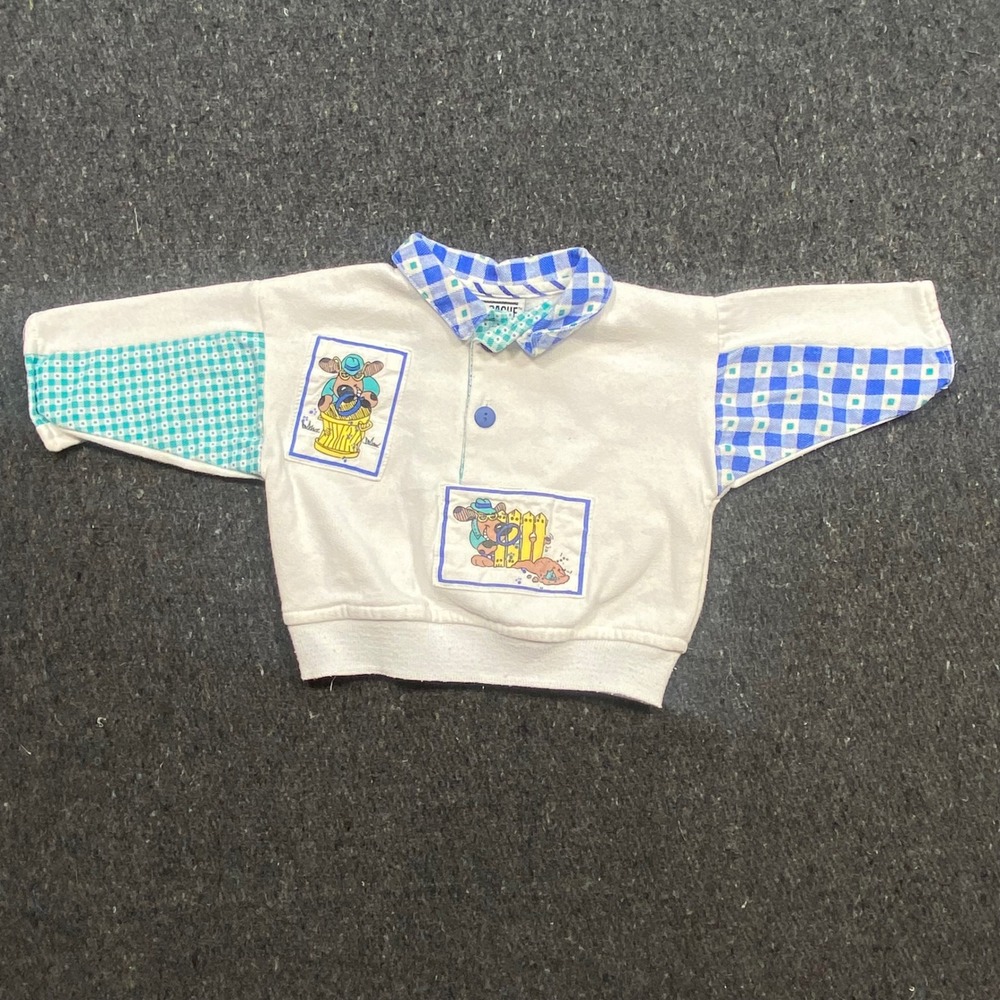 Cache-Cache Vintage 90s Kidcore Unisex 12M Graphic Gingham Pullover Sweatshirt